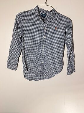 Ralph Lauren Navy & White Gingham Button-Down Shirt